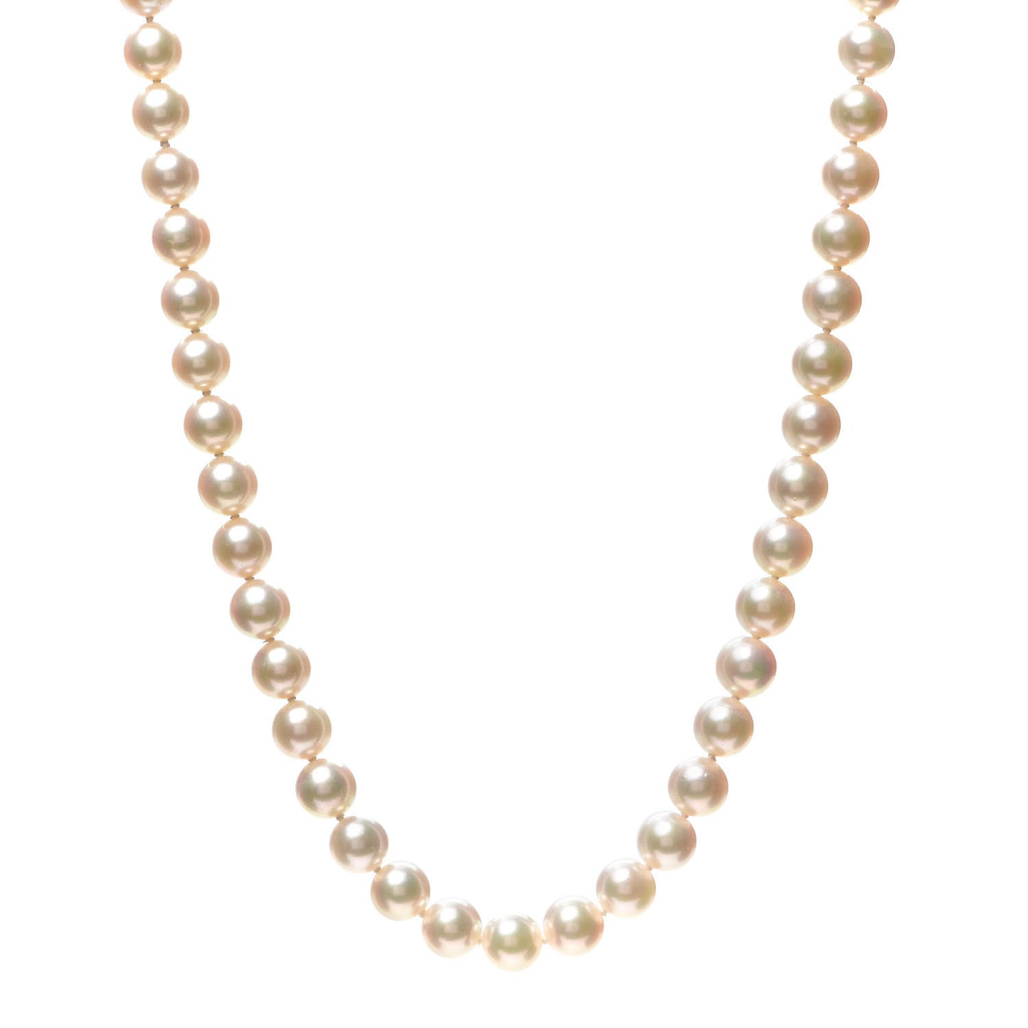 18K Yellow Gold Akoya Pearl 7.5-8mm Strand Necklace