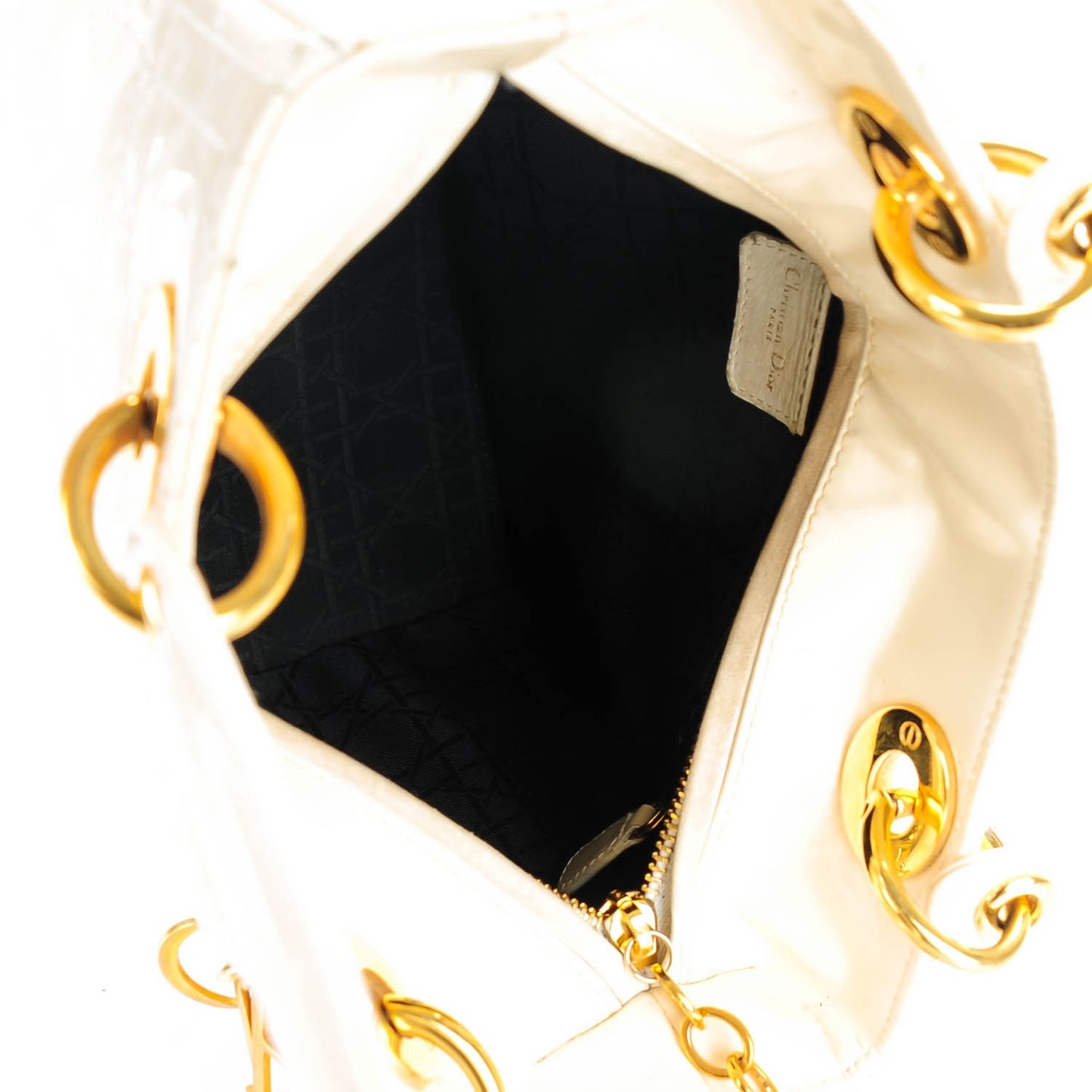 Patent Cannage Medium Lady Dior White