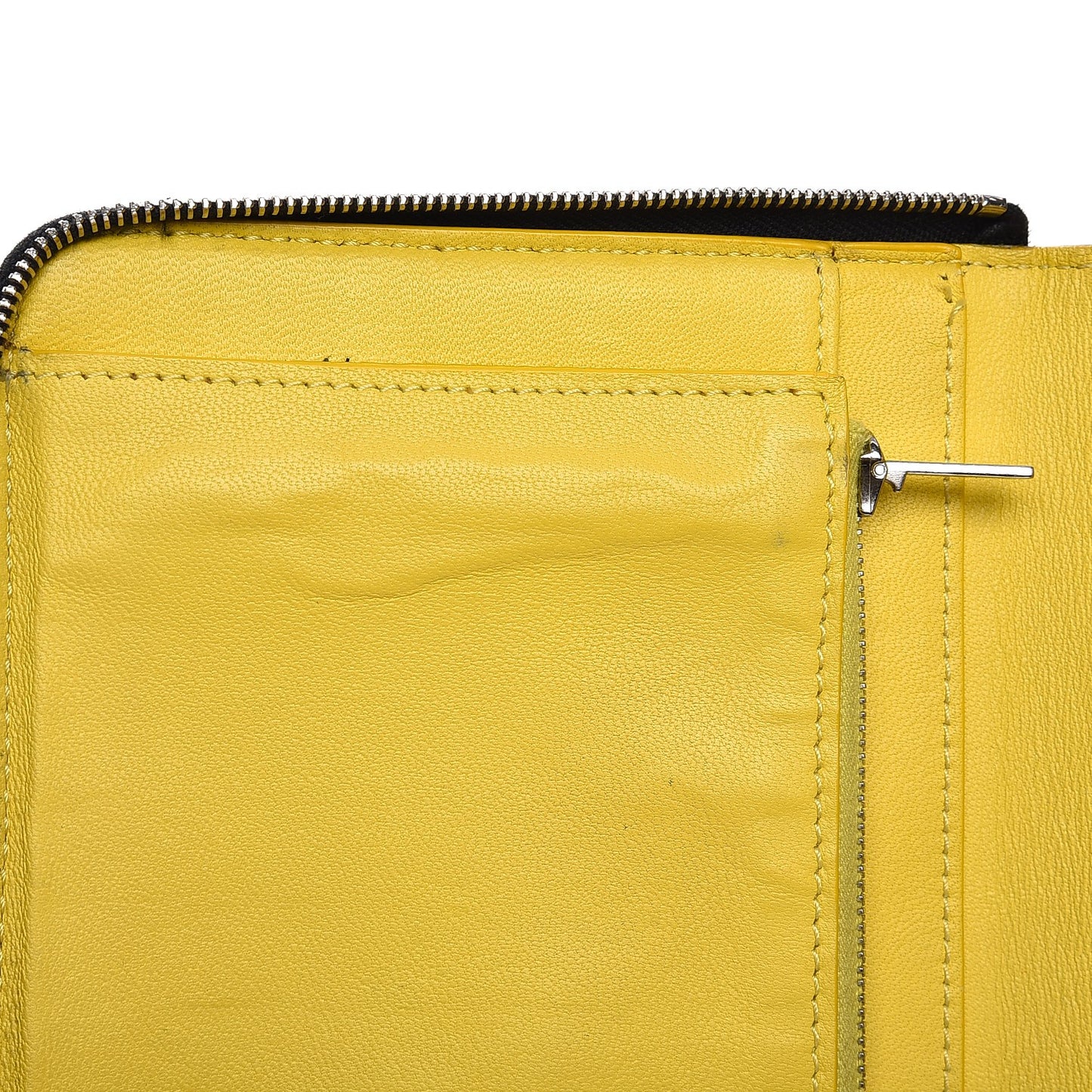 Drummed Calfskin Zip Around Organizer Wallet Black Citron