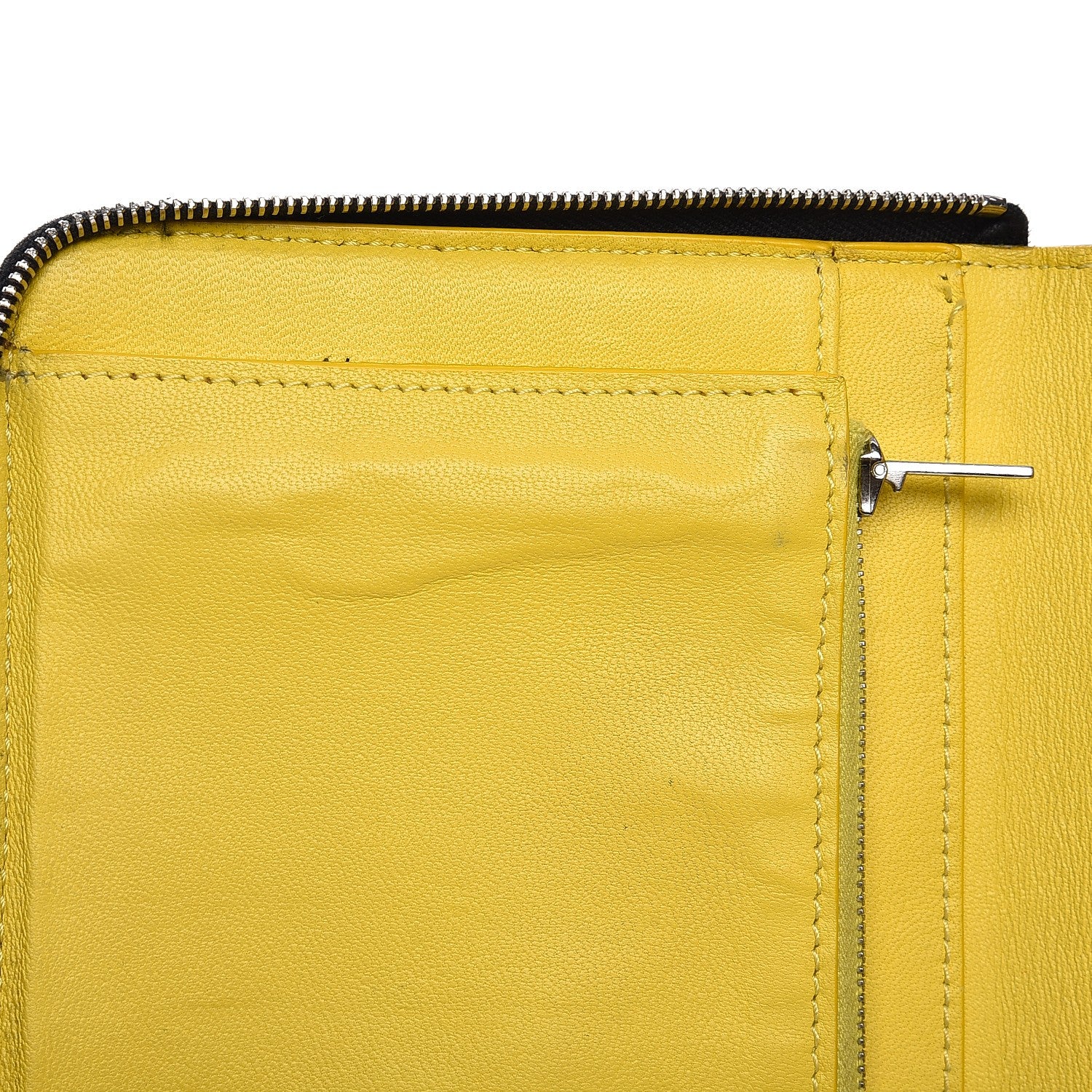 Celine Drummed Calfskin Zip Around Organizer Wallet Black Citron 12 of 12