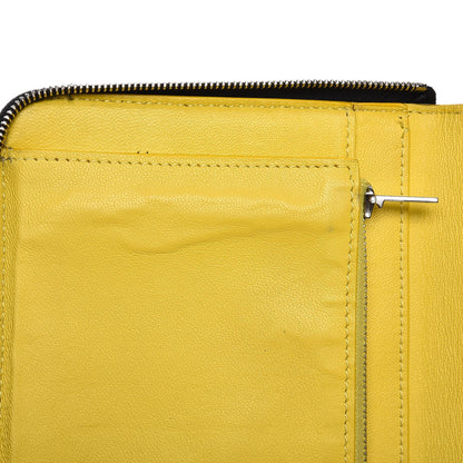Celine Drummed Calfskin Zip Around Organizer Wallet Black Citron 12 of 12