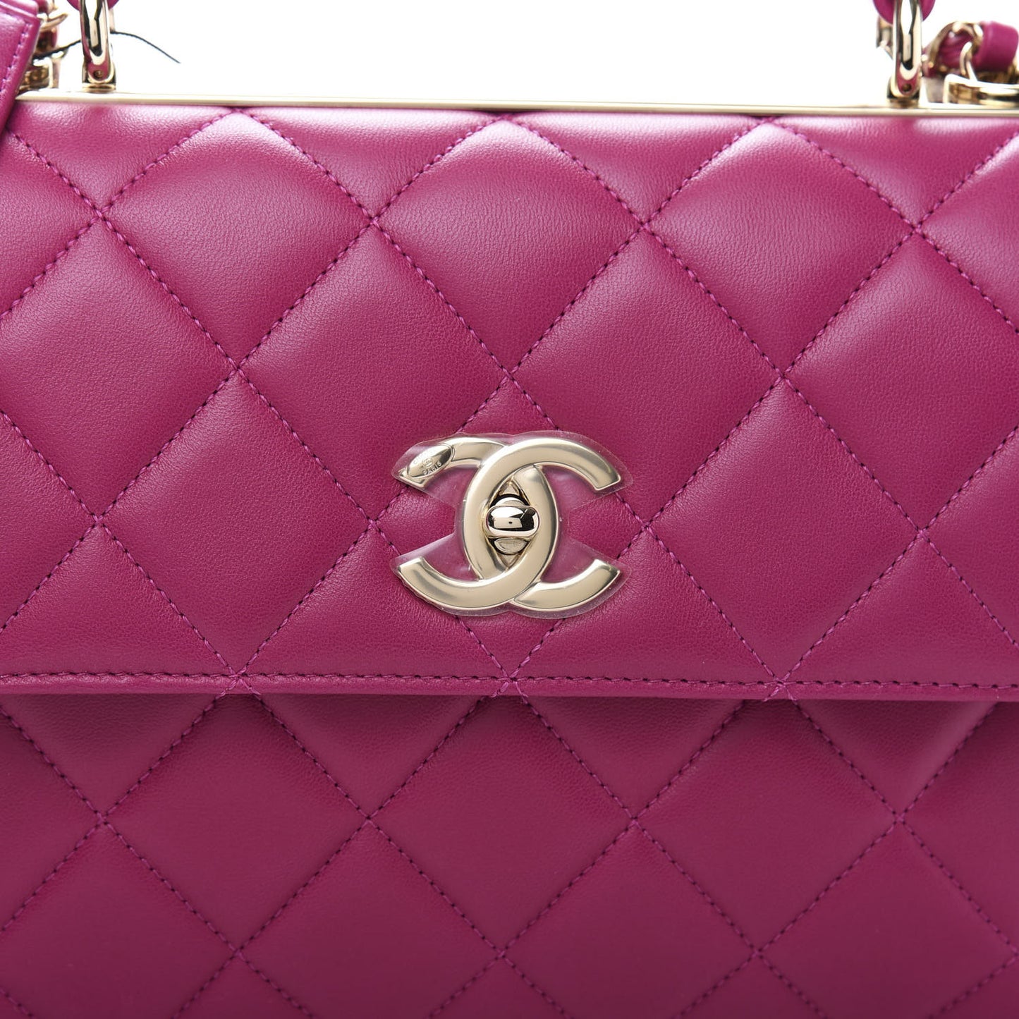 Lambskin Quilted Small Trendy CC Dual Handle Bag Dark Pink
