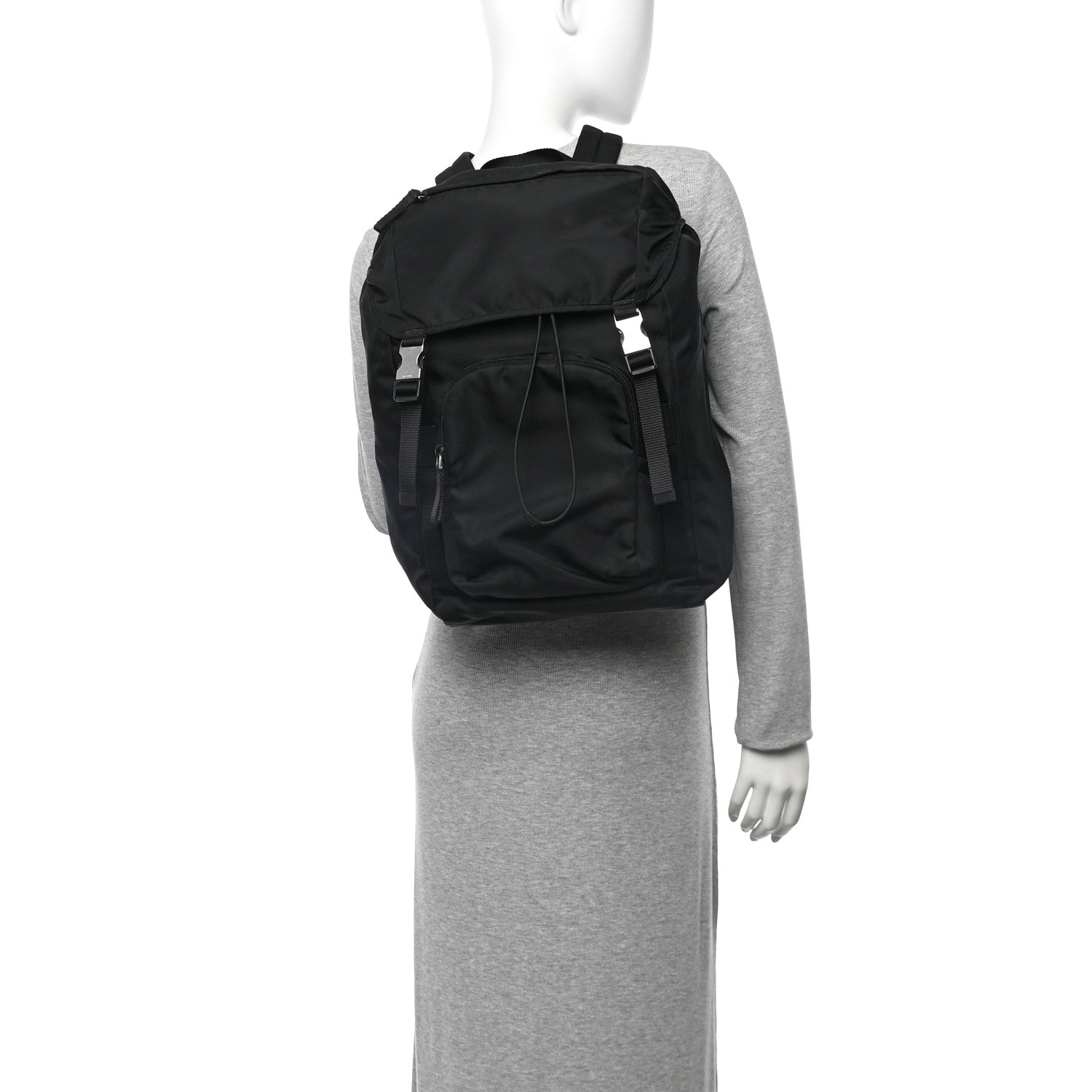 バッグ PRADA LEATHER TESSUTO NYLON BACKPACK Prada Tessuto Nylon Montagna Double Buckle Backpack Black 1740076