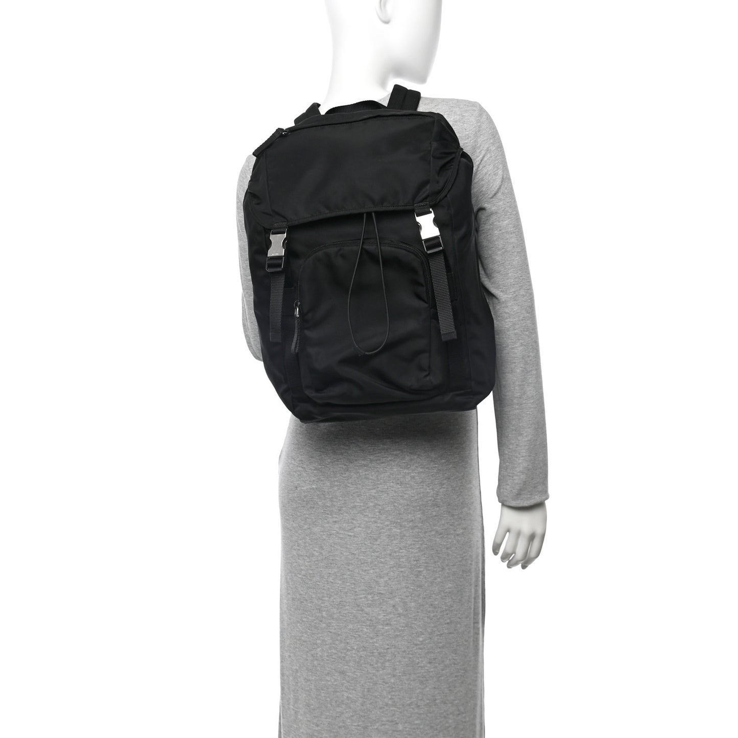 Tessuto Nylon Montagna Double Buckle Backpack Black