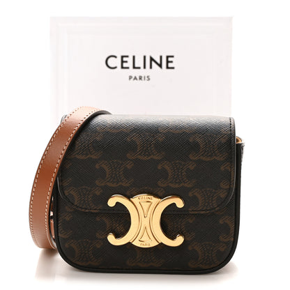 Celine Triomphe Canvas Calfskin Mini Claude Tan 11 of 11
