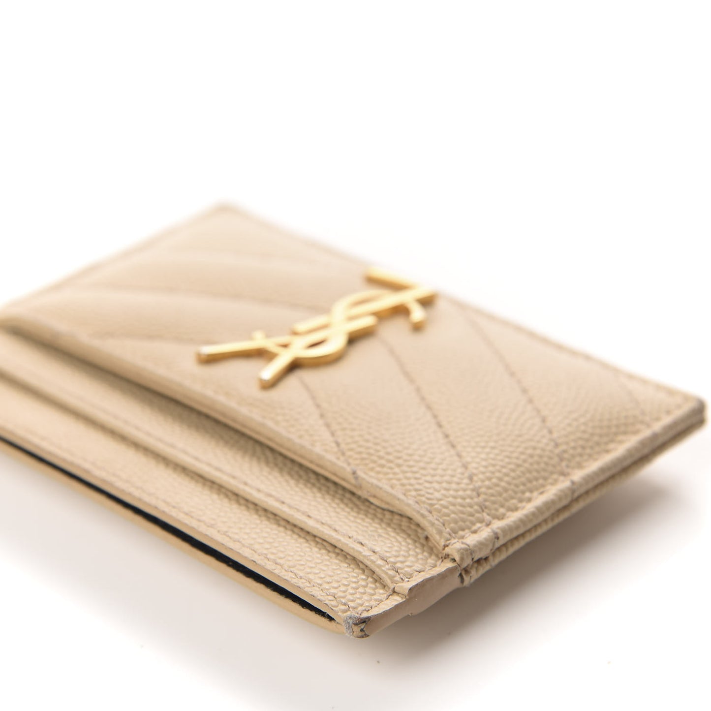 Grain De Poudre Matelasse Chevron Monogram Credit Card Case Nude Powder