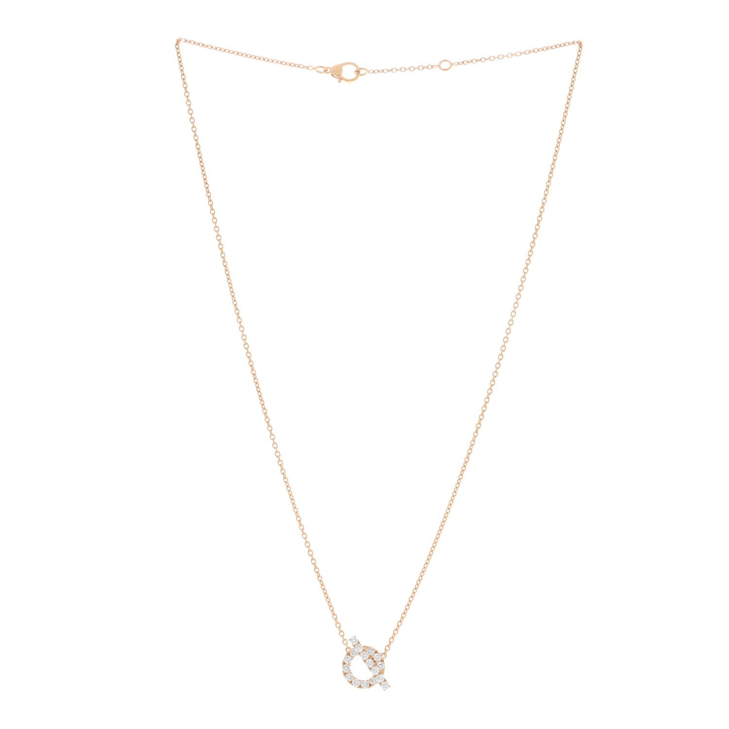 Hermes 18K Rose Gold Diamond Finesse Pendant Necklace 3 of 6