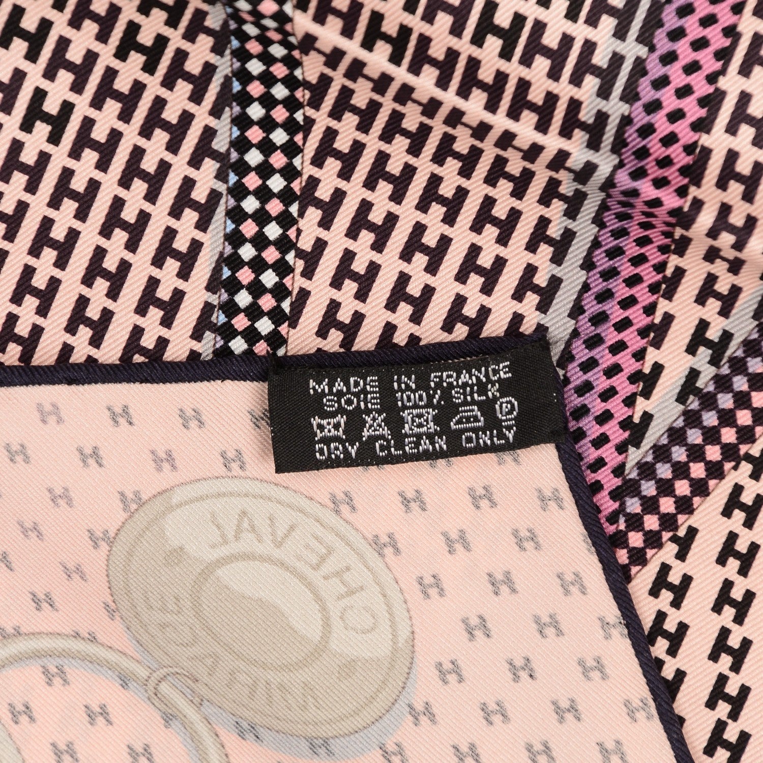 Hermes Silk Cheval Mirage Scarf 70 Rose Poudre Noir Gris 131201