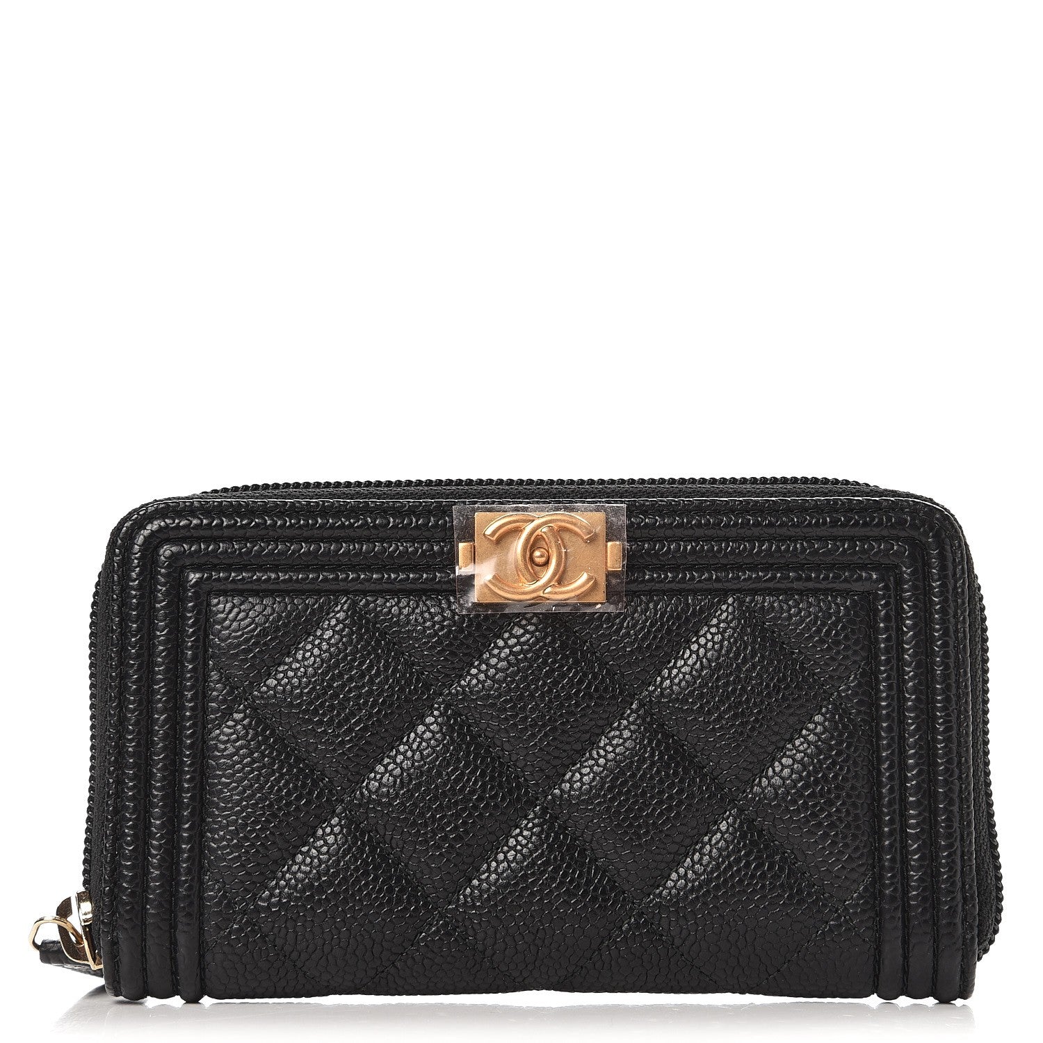 Chanel Caviar Quilted Small Boy Zip Around Wallet Black 1 of 9