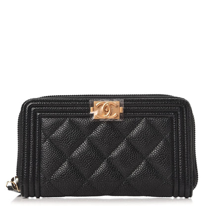Chanel Caviar Quilted Small Boy Zip Around Wallet Black 1 of 9
