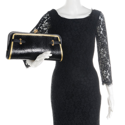 Alexander McQueen Snakeskin Suede Convertible Clutch Black White 2 of 10