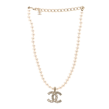Chanel Pearl Crystal Baguette CC Short Necklace Gold 3 of 6