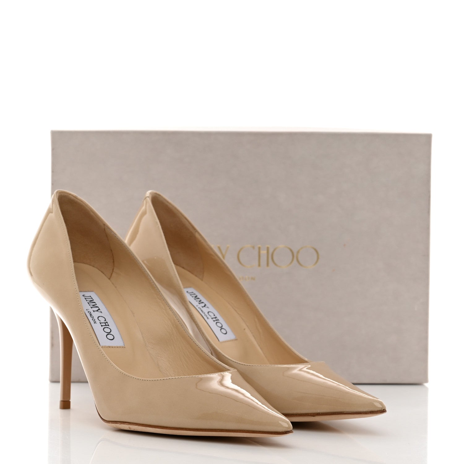 Jimmy Choo Patent Agnes 85 Pumps 39 Nude 8 of 8