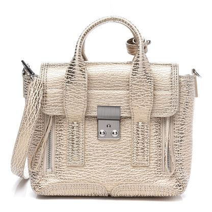 3.1 Phillip Lim 3.1 Textured Calfskin Mini Pashli Satchel Nude Platinum 1 of 10