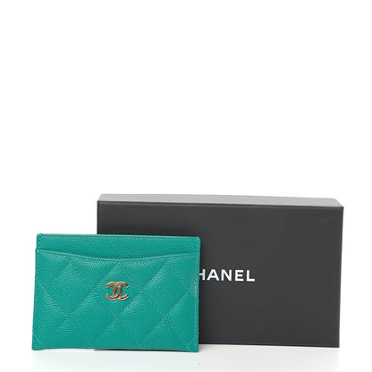 Chanel Caviar Quilted Card Holder Turquoise 9 of 9