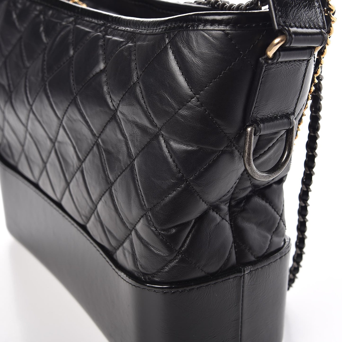 Aged Calfskin Quilted Medium Gabrielle Hobo Black