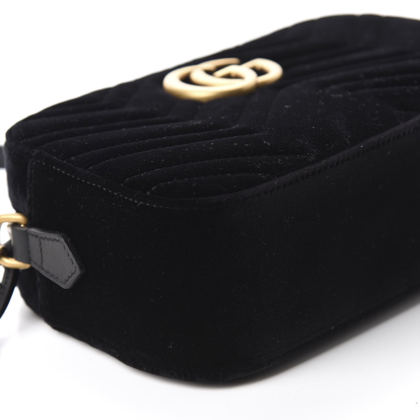Velvet Matelasse Small GG Marmont Chain Shoulder Bag Black