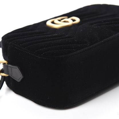 Gucci Velvet Matelasse Small GG Marmont Chain Shoulder Bag Black 6 of 10