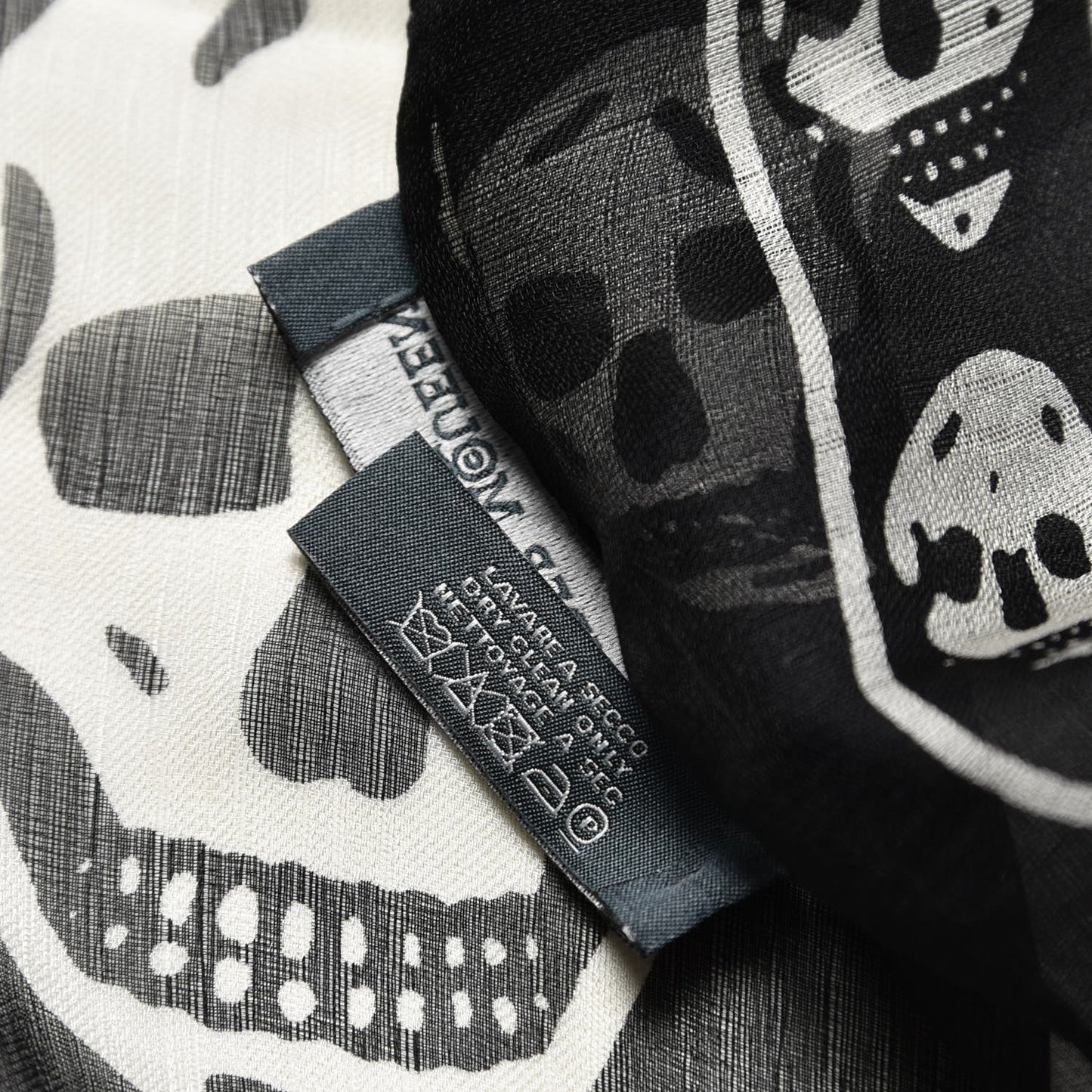 Silk Chiffon Skull Scarf Black Ivory