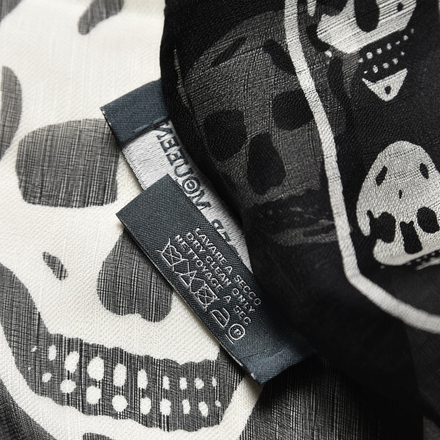Alexander McQueen Silk Chiffon Skull Scarf Black Ivory 6 of 6