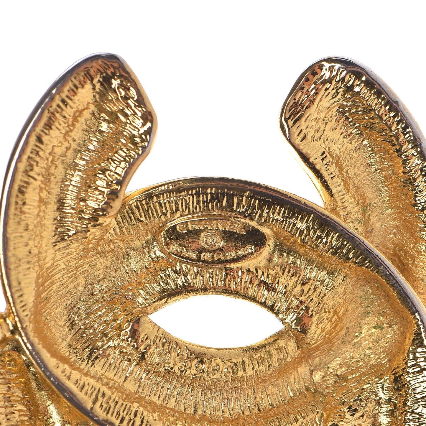 Quilted Large CC Long Necklace Gold