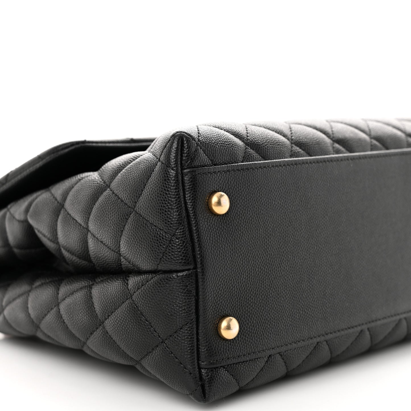 Caviar Elaphe Quilted Medium Coco Handle Flap Black Burgundy