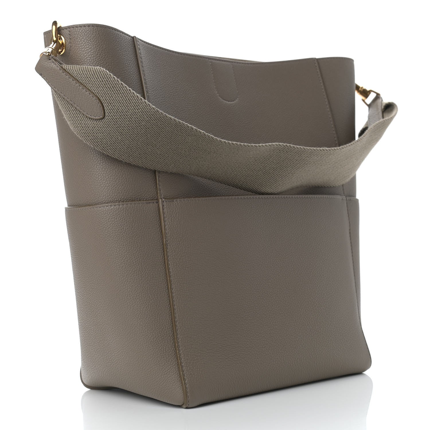 Celine Soft Grained Calfskin Sangle Bucket Bag Taupe 3 of 11