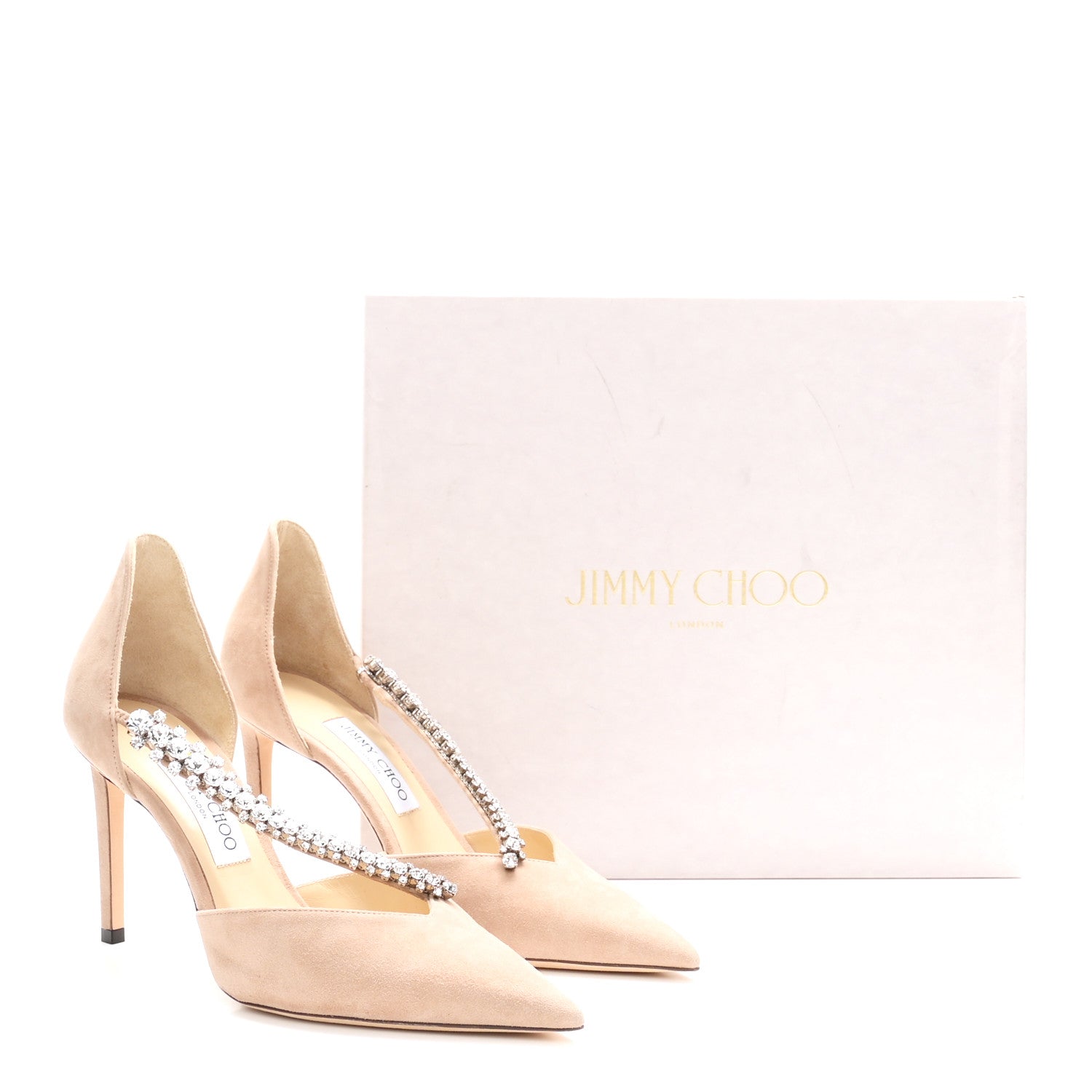 Jimmy Choo Suede Crystal Bee 85 Pumps 40 Ballet Pink 9 of 9