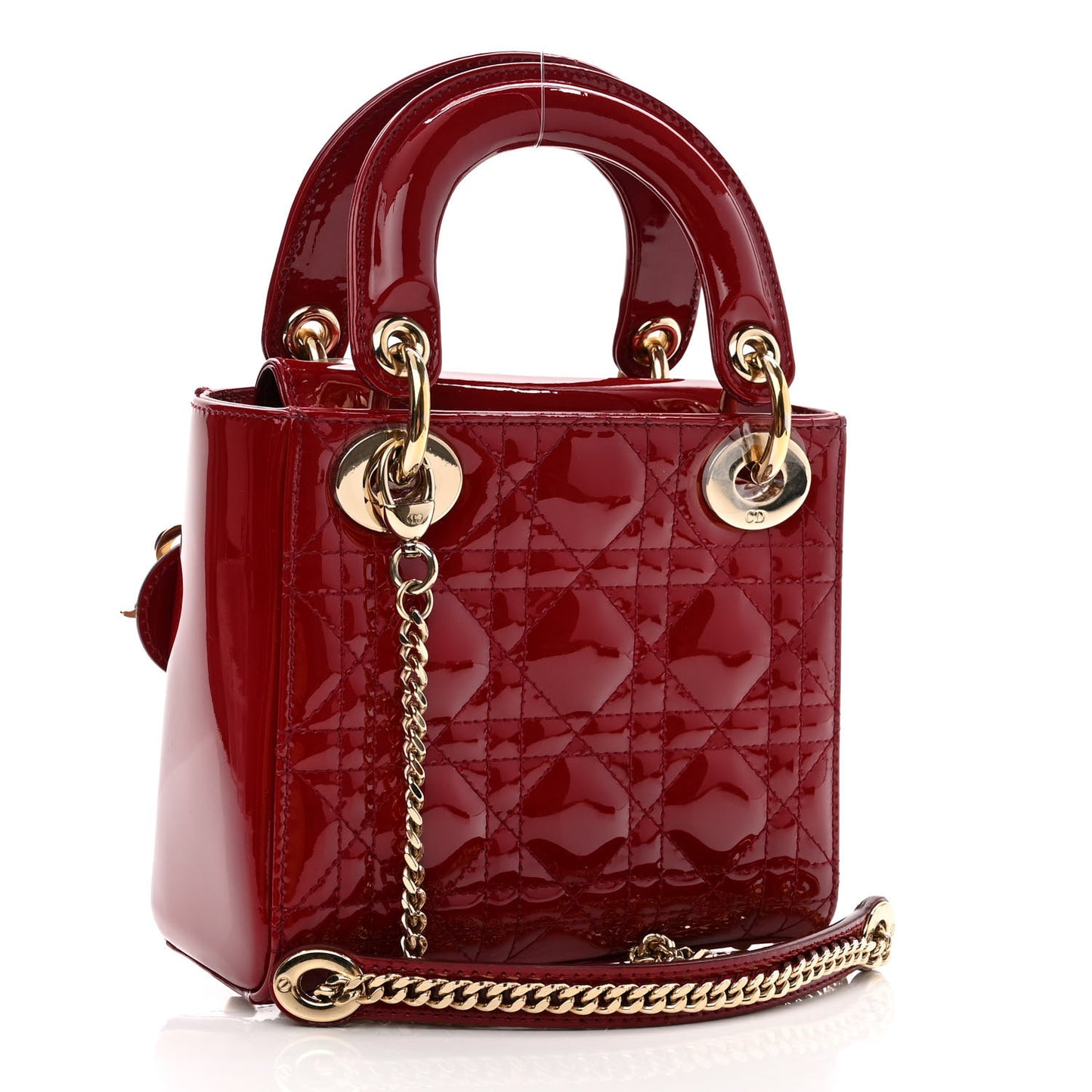 Patent Cannage Mini Lady Dior Red