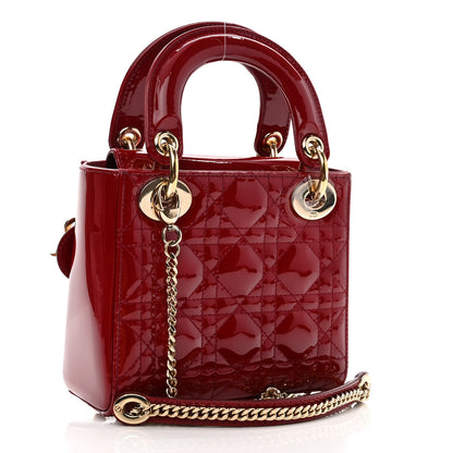 Christian Dior Patent Cannage Mini Lady Dior Red 3 of 9