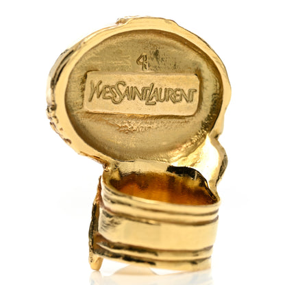 Saint Laurent Glass Cabochon Arty Ovale Ring 47 4 Gold Turquoise 5 of 5