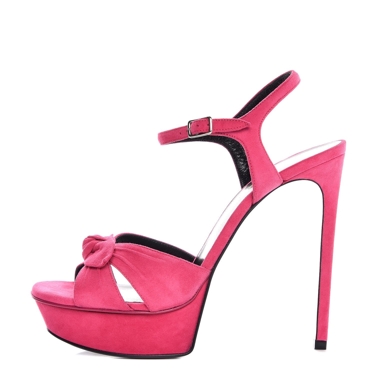 Saint Laurent Suede Bow Bianca 105 Platform Sandals Heels 39.5 Bubblegum 1 of 8