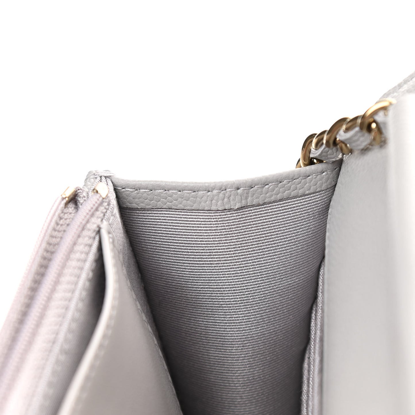 Caviar Quilted Wallet On Chain WOC Grey