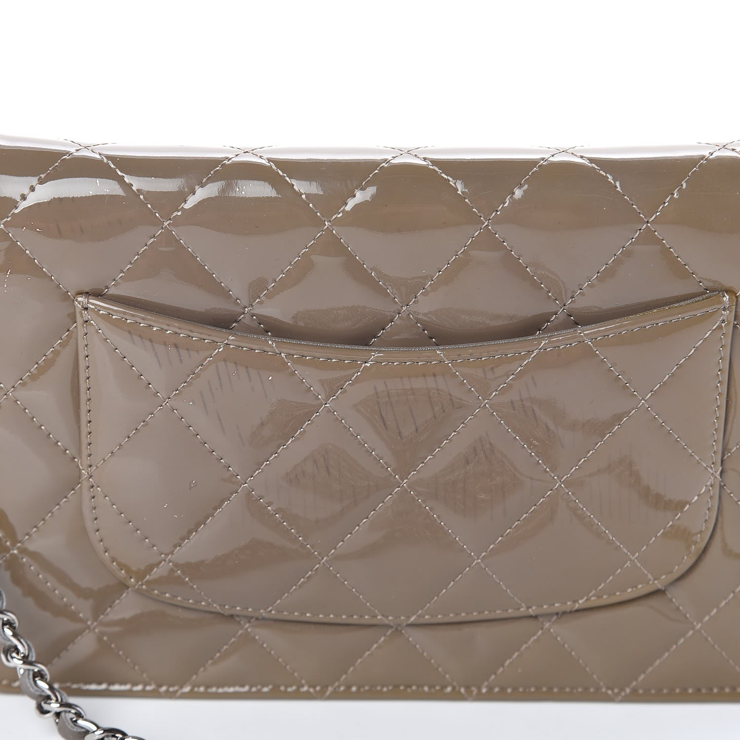 Chanel Patent Quilted Wallet On Chain WOC Grey 14 of 16