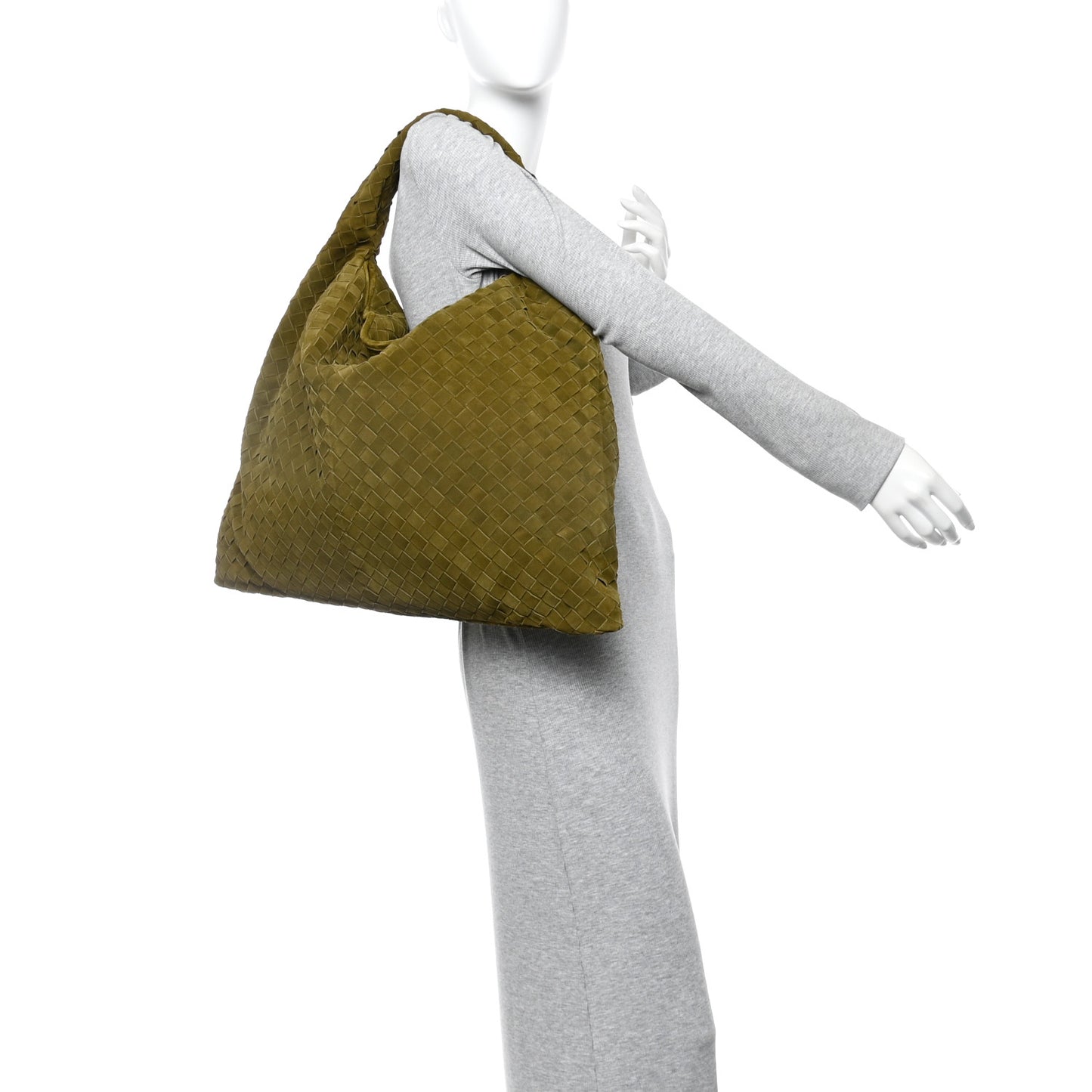 Suede Intrecciato Large Hop Olive Oil