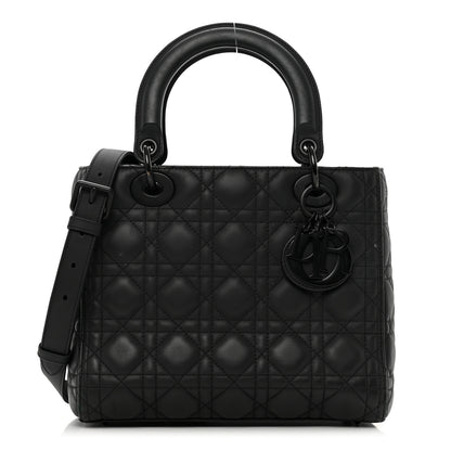 Christian Dior Ultra Matte Calfskin Cannage Medium Lady Dior Black 2 of 14