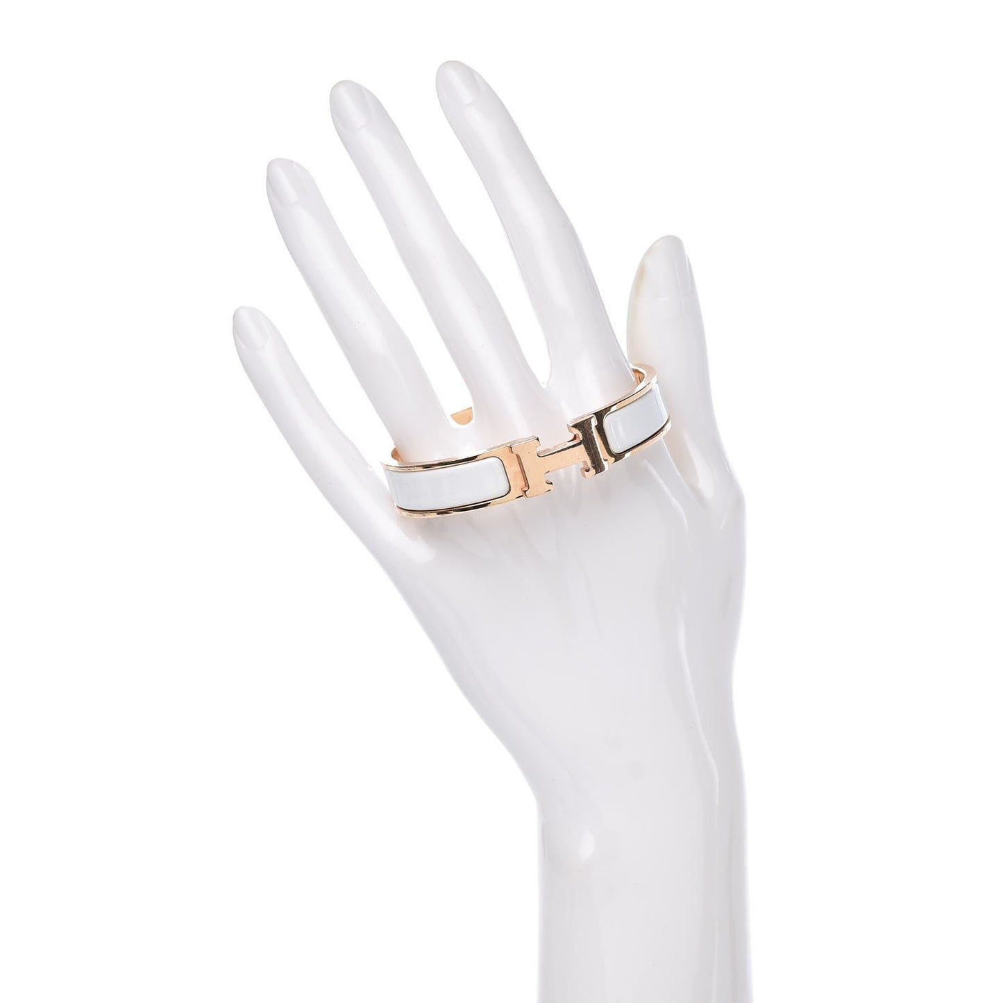 Enamel Narrow Clic Clac H Bracelet PM White