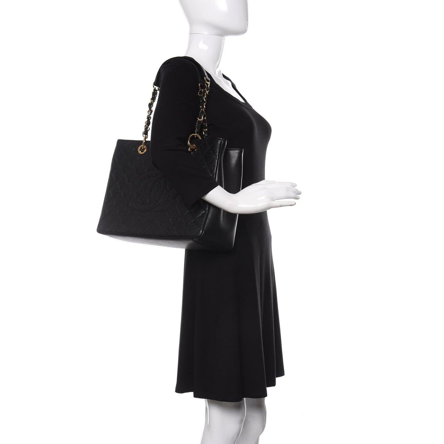 Caviar Quilted Grand Shopping Tote GST Black