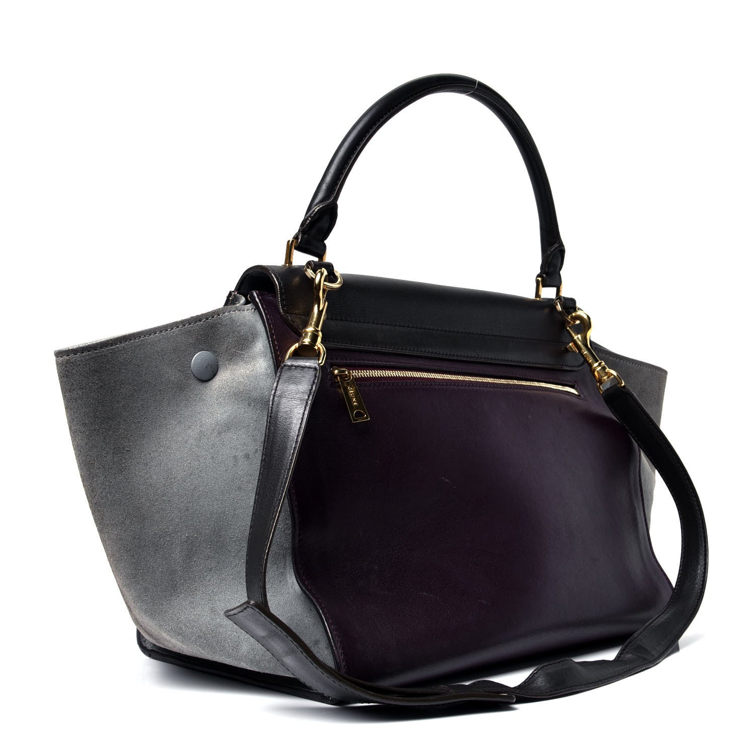 Celine Smooth Calfskin Suede Medium Tri-Color Trapeze Dark Grey 2 of 4