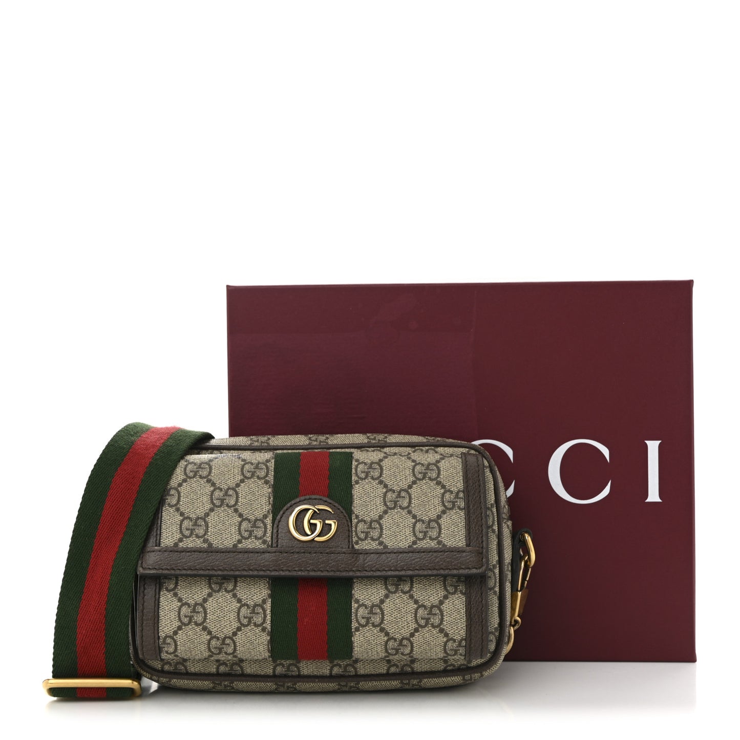 GG Supreme Monogram Web Mini Ophidia Bag Beige Ebony