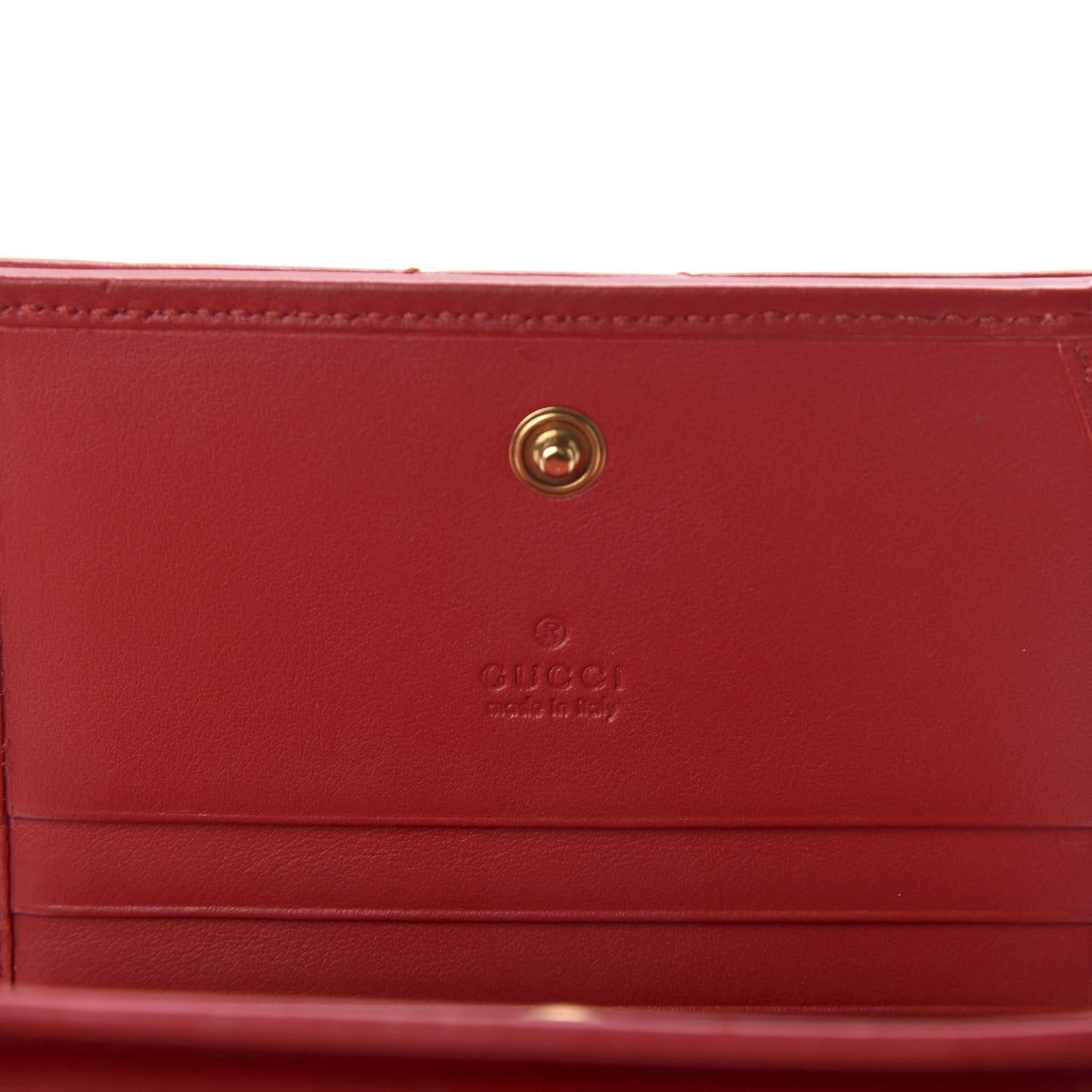 Calfskin Matelasse GG Marmont Card Case Wallet Hibiscus Red
