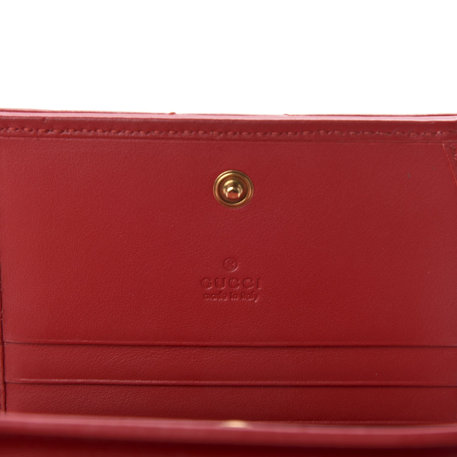 Gucci Calfskin Matelasse GG Marmont Card Case Wallet Hibiscus Red 6 of 6
