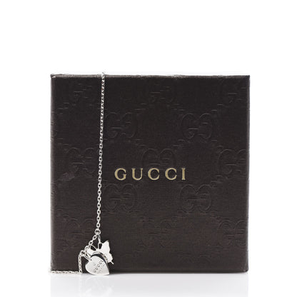 Gucci Sterling Silver Trademark Butterfly Heart Charm Pendant Necklace 5 of 5