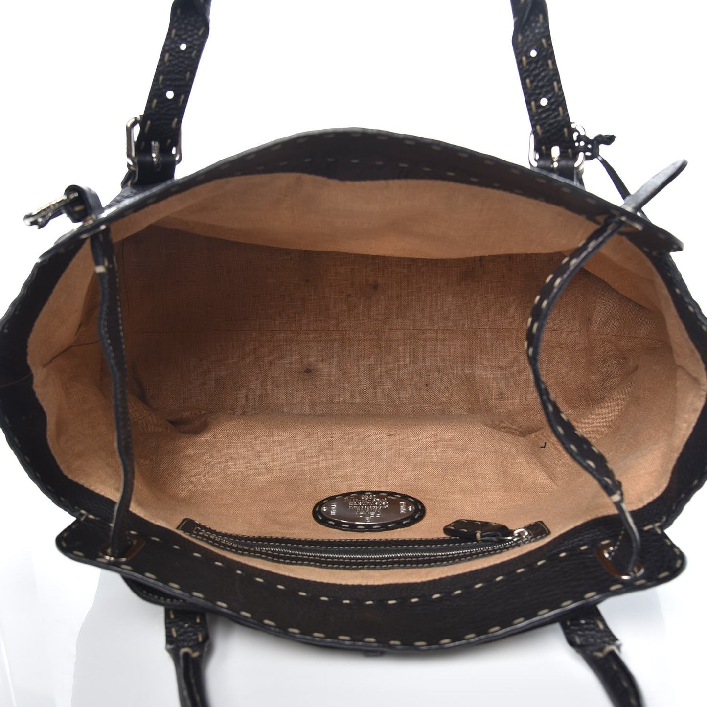 Calfskin Romano Selleria Large Villa Borghese Tote Black