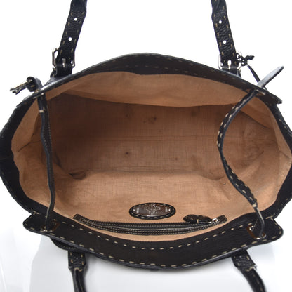 Fendi Calfskin Romano Selleria Large Villa Borghese Tote Black 5 of 10
