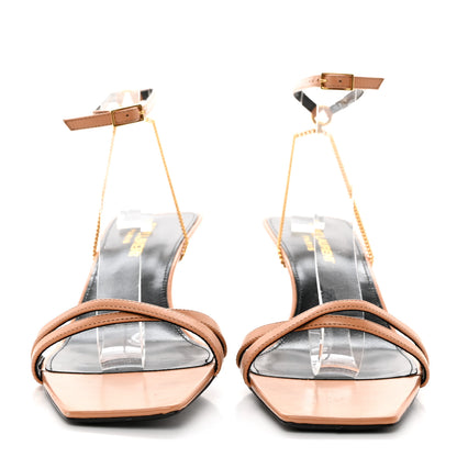 Saint Laurent Calfskin Ankle Strap Melody Sandals 38.5 Bisque 2 of 7