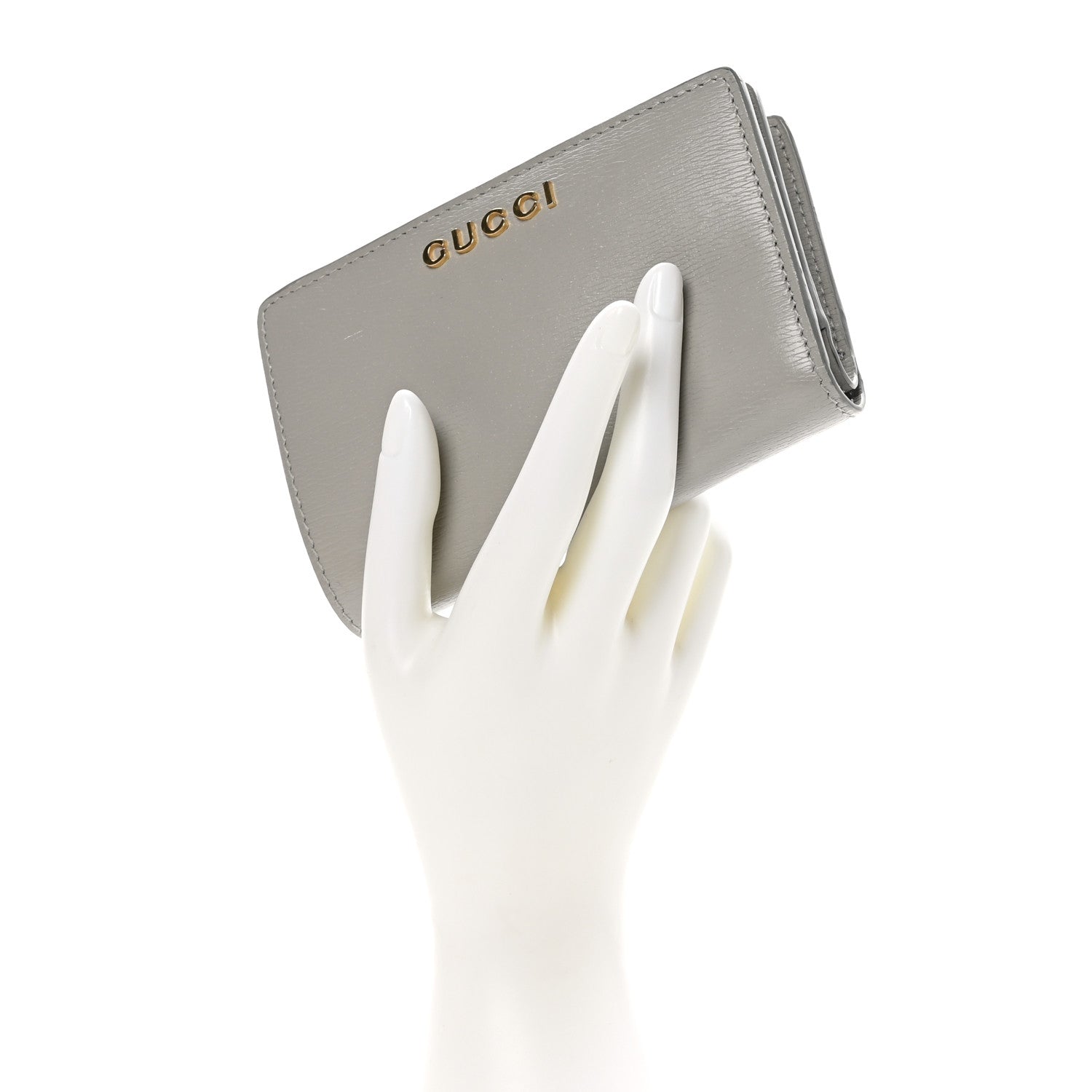 Gucci Calfskin Script Card Case Wallet Light Beige 2 of 9