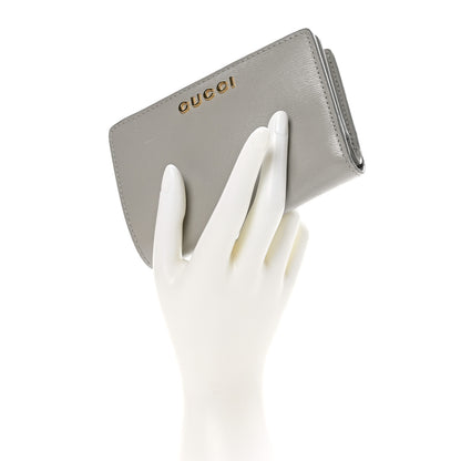 Gucci Calfskin Script Card Case Wallet Light Beige 2 of 9