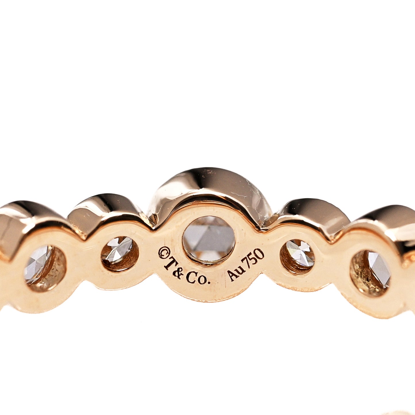 18K Rose Gold Diamond Narrow Cobblestone Band Ring 50 5.25