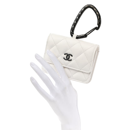 Chanel Lambskin Quilted CC Hook Card Holder White 2 of 9